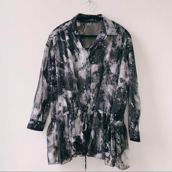 religion Gray Oversize Shirt In Star Print - Picture 6 of 8